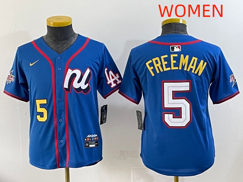 women 2025 Los Angeles Dodgers #5 Freeman Blue Nike 2025 MLB All Star Jersey style 006